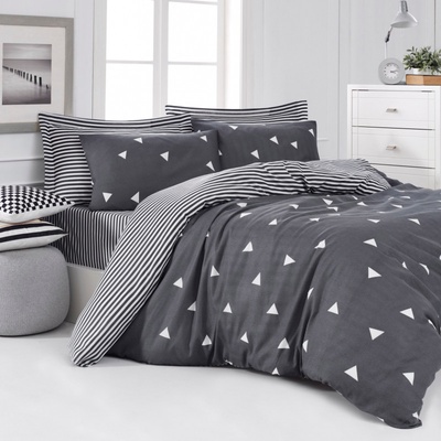 Eponj Home Спален комплект Eponj Home 143EPJ4425, 65% памук, 35% полиестер, 4 части, Завивка 200х220 см, Чаршаф 220х240 см, Калъфка 50х70 см, Сив (143EPJ4425)