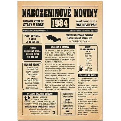 Narozeninové noviny 1984 - jednostranné - Váhy, Starý papír
