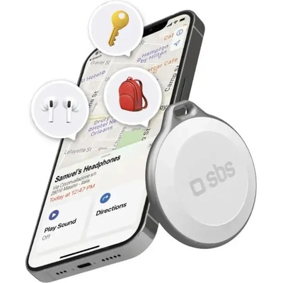 SBS Водоустойчив IP65 локатор SBS Track My Circle, съвместим с Apple Find My - бял (TEFINDBTAPW)