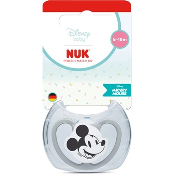 Nuk Perfect Match биберон залъгалка, силикон 6-18 мес. 1бр. , AIR, Мики, сива (10176362)