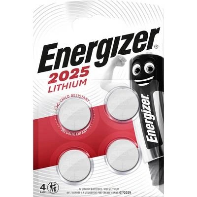 Energizer Комплект 4 бутонни батерии Energizer 2025 Lithium, CR2025, 170mAh, 3V (E300520500) (E300520500)