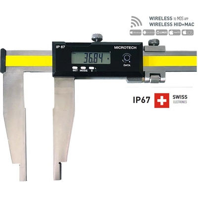 Microtech Дигитален шублер с дълги долни челюсти Microtech WIRELESS SwissMet - IP67, 6000 мм, 300 мм, 0, 01 мм (141073625)