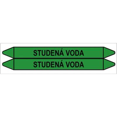 Značení potrubí, studená voda,2 ks, 450 × 52 mm PZ 009152