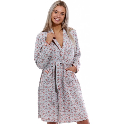 Jahodově červený i šedý romantický luxusní květovaný župan na kojení DARTS 1G0512 červená