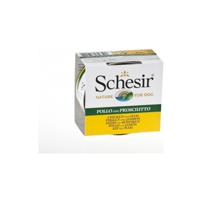 Schesir Nature - Консервирана храна за израснали кучета с пилешко филе и прошуто в желе, 150 гр