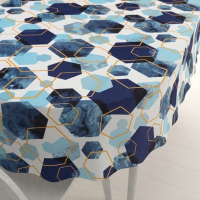 Biante bavlna oválný ubrus Sandra SA-574 Modré hexagony na bílém 100x140 cm