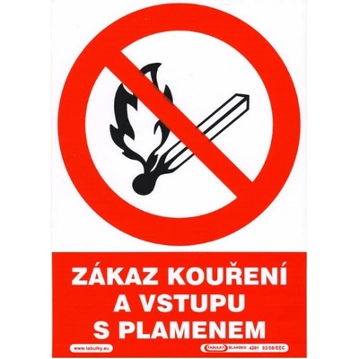 Zákaz kouření a vstupu s plamenem 148x210mm - samolepka