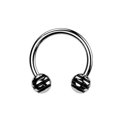 Šperky4U piercing podkova černé proužky PV01012