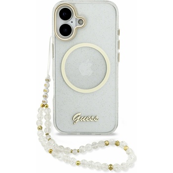 GUESS IML Glitter Script Strap MagSafe Задний Чехол за iPhone 17 Transparent Guess | Byal | ЖЕНИ | UNI