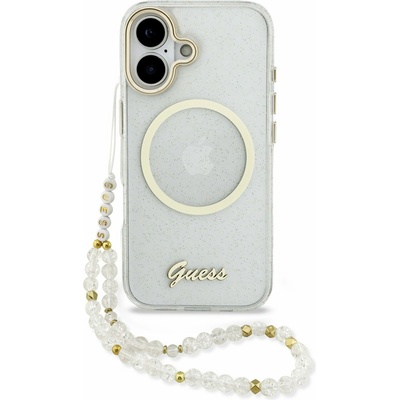 GUESS IML Glitter Script Strap MagSafe Задний Чехол за iPhone 17 Transparent Guess | Byal | ЖЕНИ | UNI