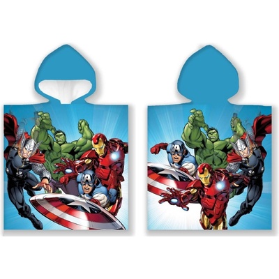 Carbotex Detské chlapčenské pončo plážová osuška s kapucňou Avengers MARVEL 50 x 110 cm