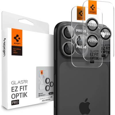 Spigen Glass tR EZ Fit Optik Pro 2 броя, сив - iPhone 17/16/15/14 Pro / 17/16/15/14 Pro Max (AGL10125)