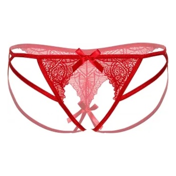 Image 1 of Daring Intimates Съблазнителни дантелени бикини с отворено дъно Naomi червени