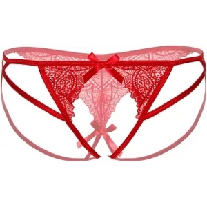 Daring Intimates Съблазнителни дантелени бикини с отворено дъно Naomi червени