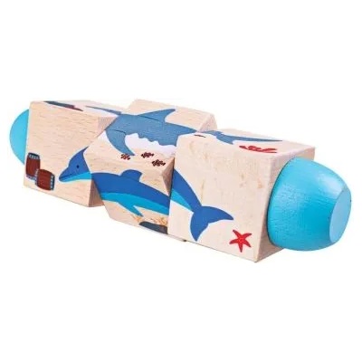 Bigjigs Toys Дървени въртящи се кубчета - В морето (bj076)
