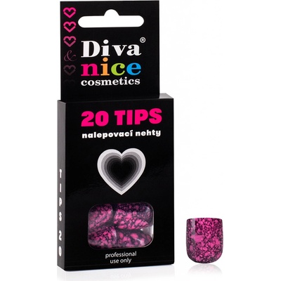 Diva & Nice Cosmetics Nalepovací umělé nehty TIPS 20 fialový mramor 24
