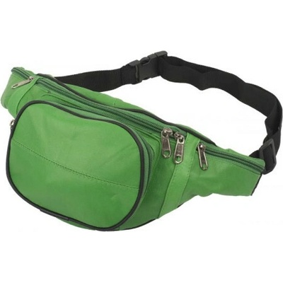 Bauchtasche mit Fronttasche Reißverschluss Nappa Leder grün