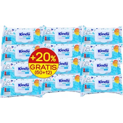 Kindii Pure Water Vlhčené ubrousky 12 x 60 ks