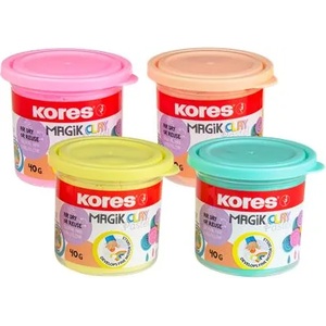 Kores Глина, 160 г, въздушно сушене, 4 пастелни цвята, KORES "Magic Clay" 34242 (34242)