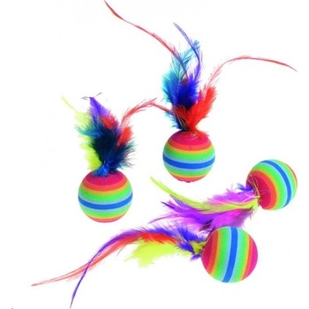 Karlie-Flamingo CATNIP duhové míčky s peřím 3 cm