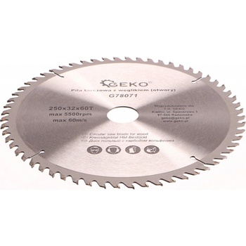 GEKO Kotouč pilový vidiový s otvory, 250x32x60T