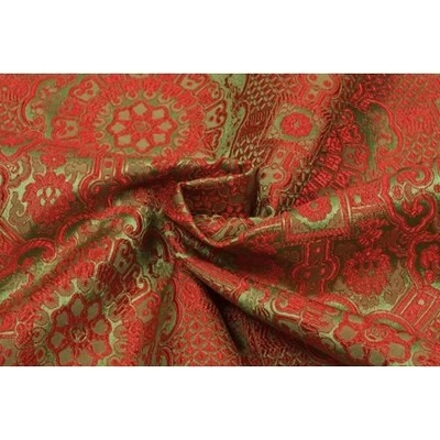 Brokát Ming, červeno-olivově zelený