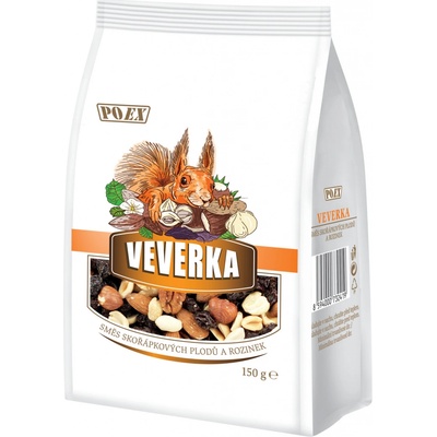 Poex Veverka směs ořechů s rozinkami 150 g
