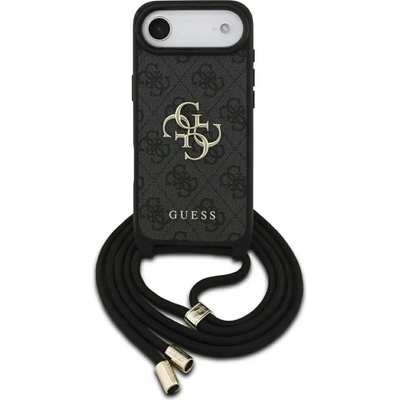 GUESS Калъф Guess 4G с голямо лого и кабел през рамо за iPhone Air - черен (3666339526740)