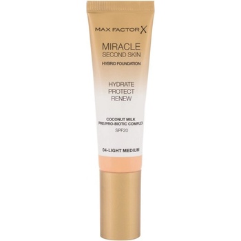 Max Factor Pečující make-up pro přirozený vzhled pleti Miracle Touch Second Skin SPF20 Hybrid Foundation 04 Light Medium 30 ml