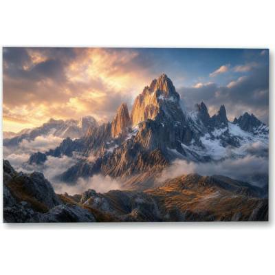 Plakát – Skalnaté horské vrcholy v oblacích Bez rámu Ano Bez rámu 135 × 90 cm