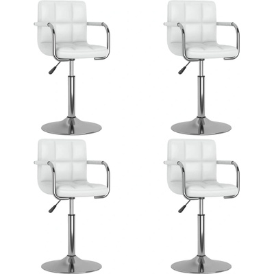 vidaXL Въртящи се трапезни столове, 4 бр, бели, изкуствена кожа (3087886)