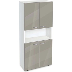 Bogdan Furniture G Етажерка BM-Ava-5 с четири вратички, сив гланц с бяло гладко