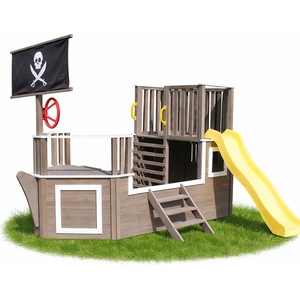 Ginger Home Детска дървена катерушка Ginger Home - Пиратски кораб, С пързалка и пясъчник, 310 х 320 х 180 сm (C601)