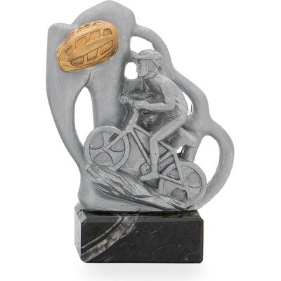 Trofej luxusní se symbolem cyklistiky výška 17,5 cm stříbrná/zlatá