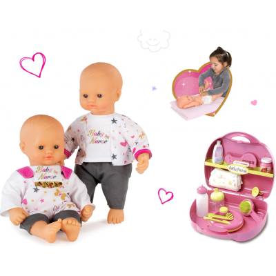 Smoby zlatá 32 cm Baby Nurse Smoby + přebalovací set pro panenku Baby Nurse v kufříku 220100-16