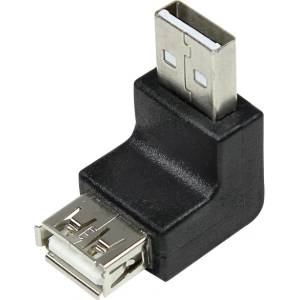 LogiLink USB 2.0 адаптер, USB-A/M - USB-A/F, ъгъл 90°, черен