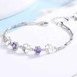 Silenti Jewelry Сребърна гривна "Детелина" - Лилав