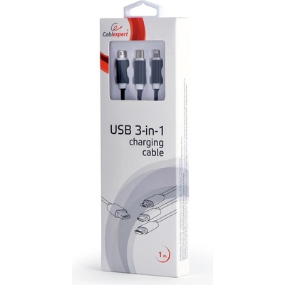Gembird CC-USB2-AM31-1M USB charging combo 3-in-1, 1m, černý