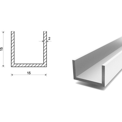 Hliníkový U profil 15x15x15x2