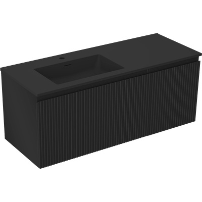 Rivel шкаф за баня 120 см с мивка Otis ляв, 1S, 1D, гофриран, черен мат (91A23-12047-3-BBFF71-W18L71)