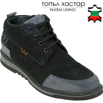 Image 1 of Български обувки Мъжки боти от черен набук и сиво 32541