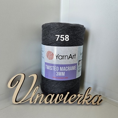 YarnArt Twistwd Macrame 758 tmavá sivá 3mm