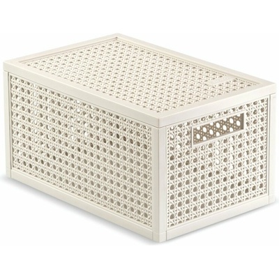 Curver Krémovobiely úložný box s vekom z recyklovaného plastu 19x30x15 cm Kaya