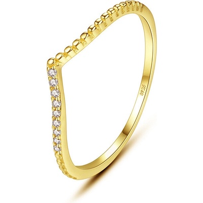 Meucci Pozlacený stříbrný prsten se špičkou a zirkony SYR081