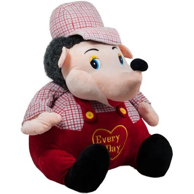 Плюш АМЕК Плюшен таралеж с червен гащеризон и шапка