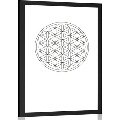 Plakát s paspartou černobílá Mandala - 30x45 silver