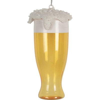 Clayre & Eef Vánoční závěsná ozdoba sklenice piva Ø 7*14 cm
