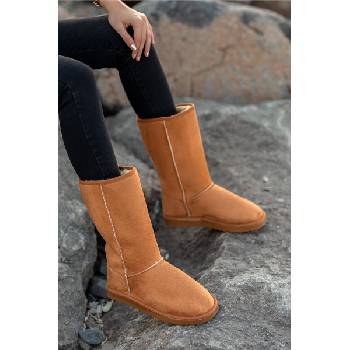 Moda Trend Дамски ботуши с каракул - Таба #362011 (362011_Кафяво)