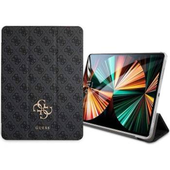 GUESS 4G Folio Cover - дизайнерски кожен кейс и поставка за iPad Pro 12.9 M1 (2021) (сив)