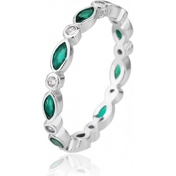 Bealio stříbrný prsten OVÁLKY a OČKA smaragdový 03 13495 3485